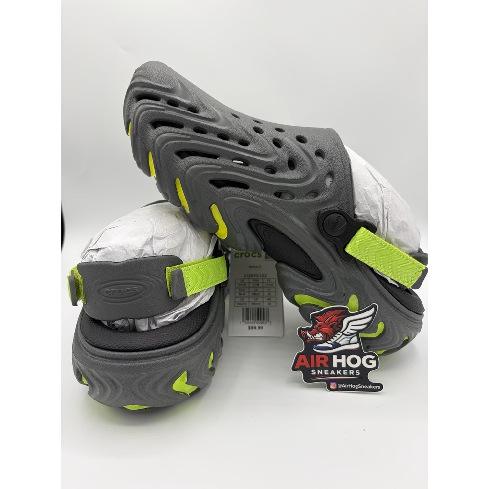 Crocs Echo Clog 2 Grey Green 212810-1zz Unisex Size 7m 9w Rare New